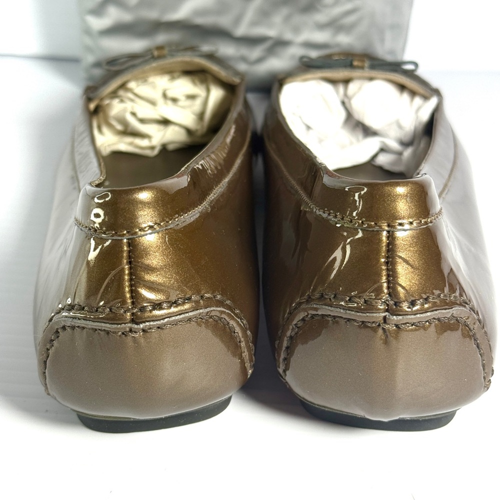 Prada Bronze Patent Leather Ballerina  Flats NWOT . 7.5 - Picture 3 of 8